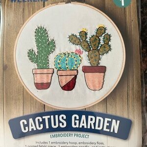 Source Unknown Cactus Embroidery Kit with Green and Brown